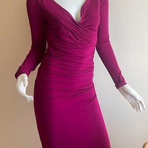 Diane Von Furstenberg Fuchsia Long Sleeve Dress